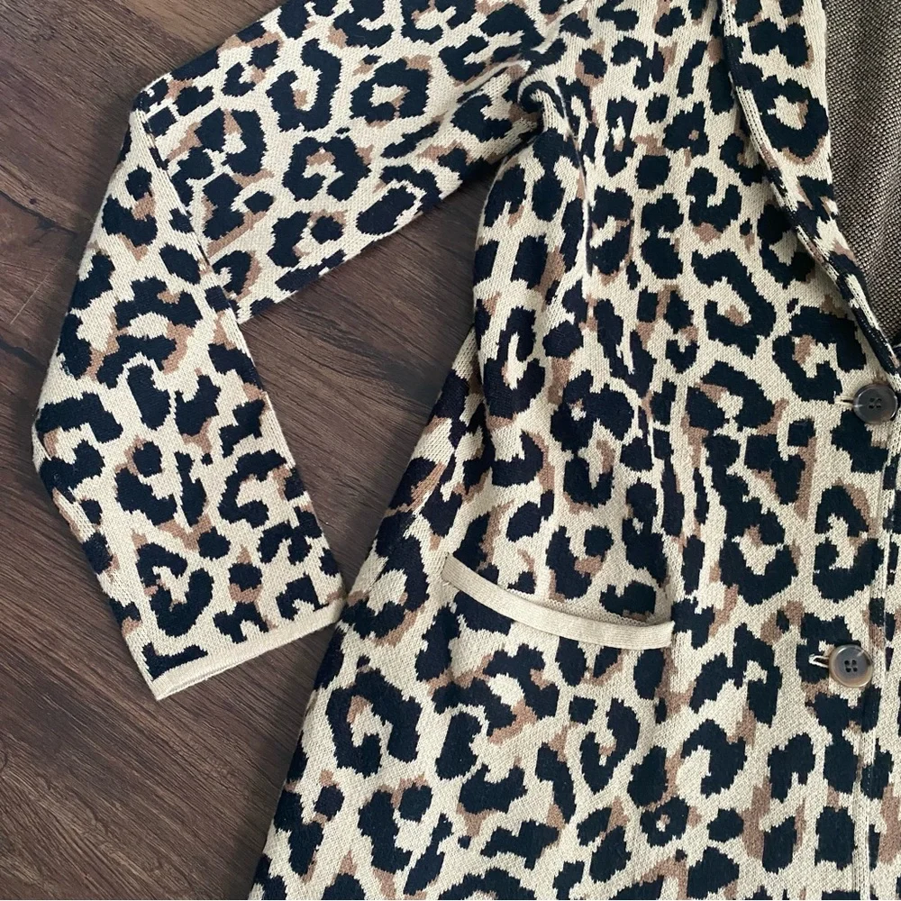 J. Crew Animal  Print 100% Cotton Sweater Blazer S